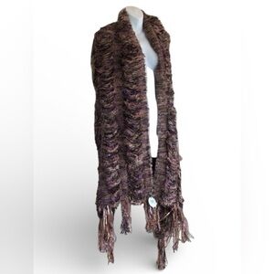 MOCA PRENDADA lush wrap shawl Brazilian hand woven fiber art, 22”x 90” NWT OSFM